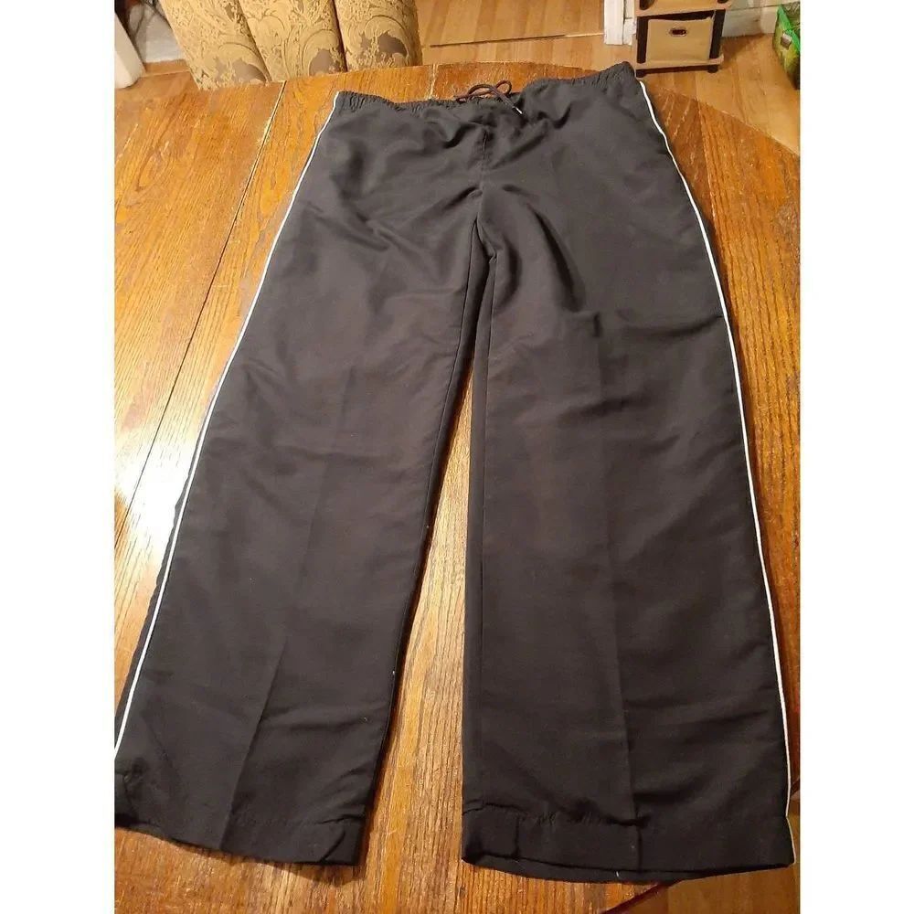 Large Danskin Now Black White Drawstring Waist Lined Casual Athletic Pants